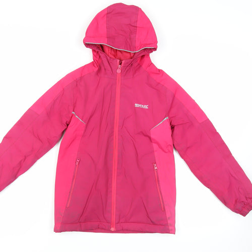 Regatta Girls Pink Windbreaker Jacket Size 9-10 Years Zip - Hooded Water Resistant Outdoors Technical