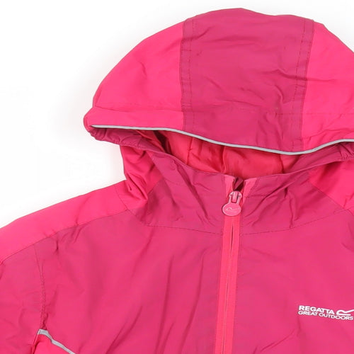 Regatta Girls Pink Windbreaker Jacket Size 9-10 Years Zip - Hooded Water Resistant Outdoors Technical