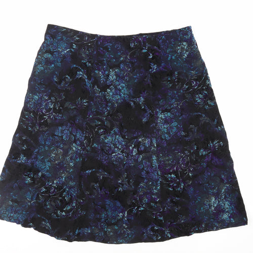 EWM Womens Black Floral Viscose Flare Skirt Size 20 - Elasticated Waist