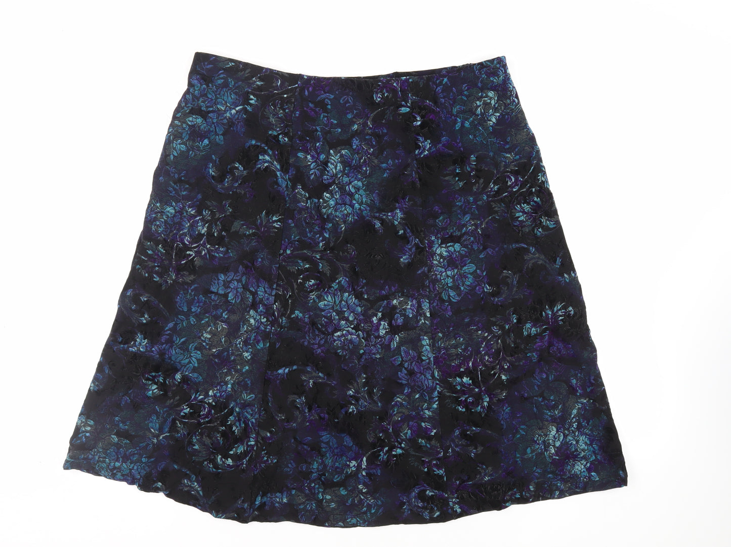 EWM Womens Black Floral Viscose Flare Skirt Size 20 - Elasticated Waist