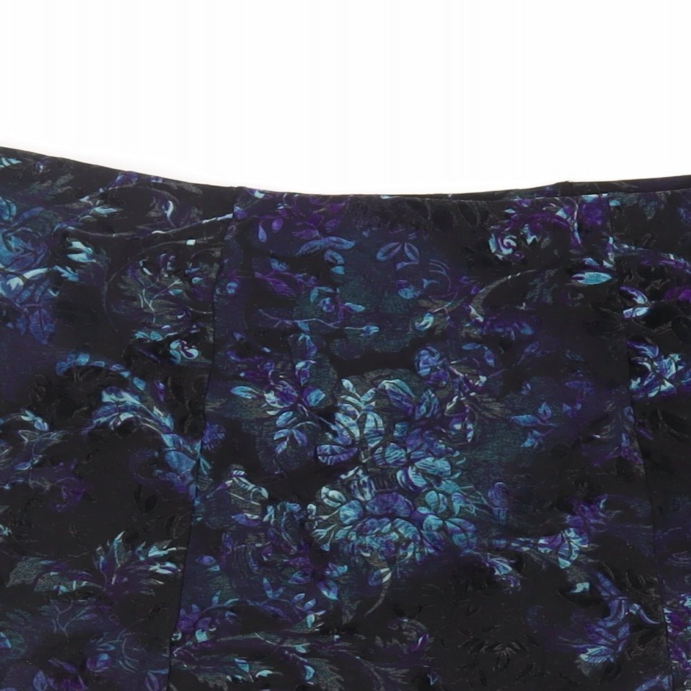 EWM Womens Black Floral Viscose Flare Skirt Size 20 - Elasticated Waist