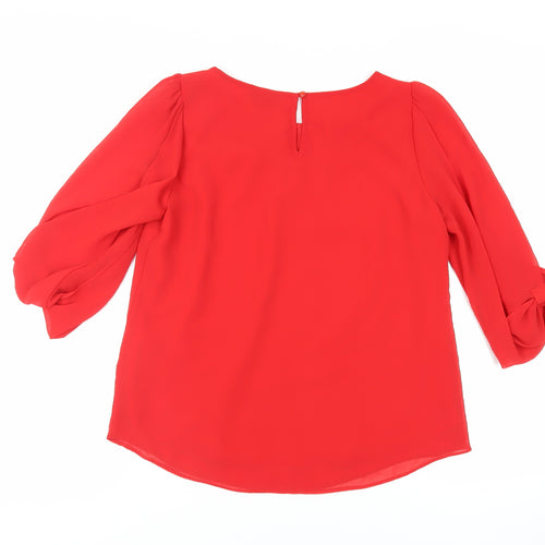 Wallis Womens Red Polyester Basic Blouse Size S Boat Neck