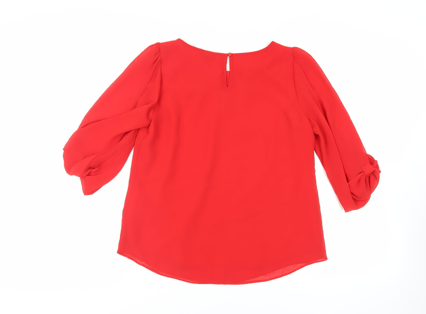 Wallis Womens Red Polyester Basic Blouse Size S Boat Neck