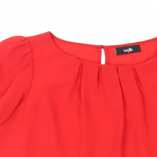 Wallis Womens Red Polyester Basic Blouse Size S Boat Neck