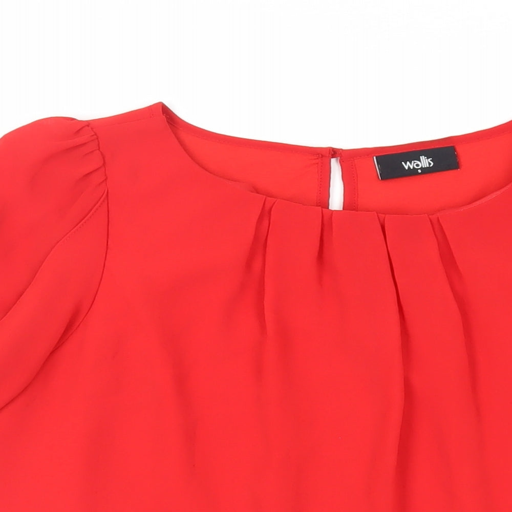 Wallis Womens Red Polyester Basic Blouse Size S Boat Neck
