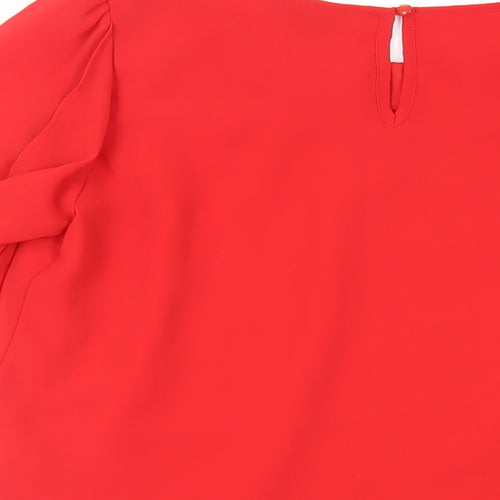 Wallis Womens Red Polyester Basic Blouse Size S Boat Neck