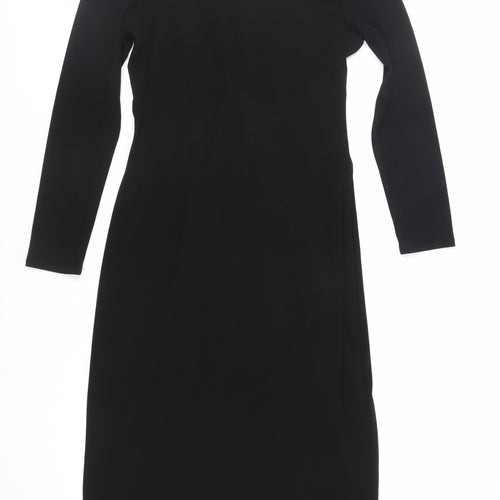 Dorothy Perkins Womens Black Polyester Sheath Size 14 V-Neck Pullover - Front Detail