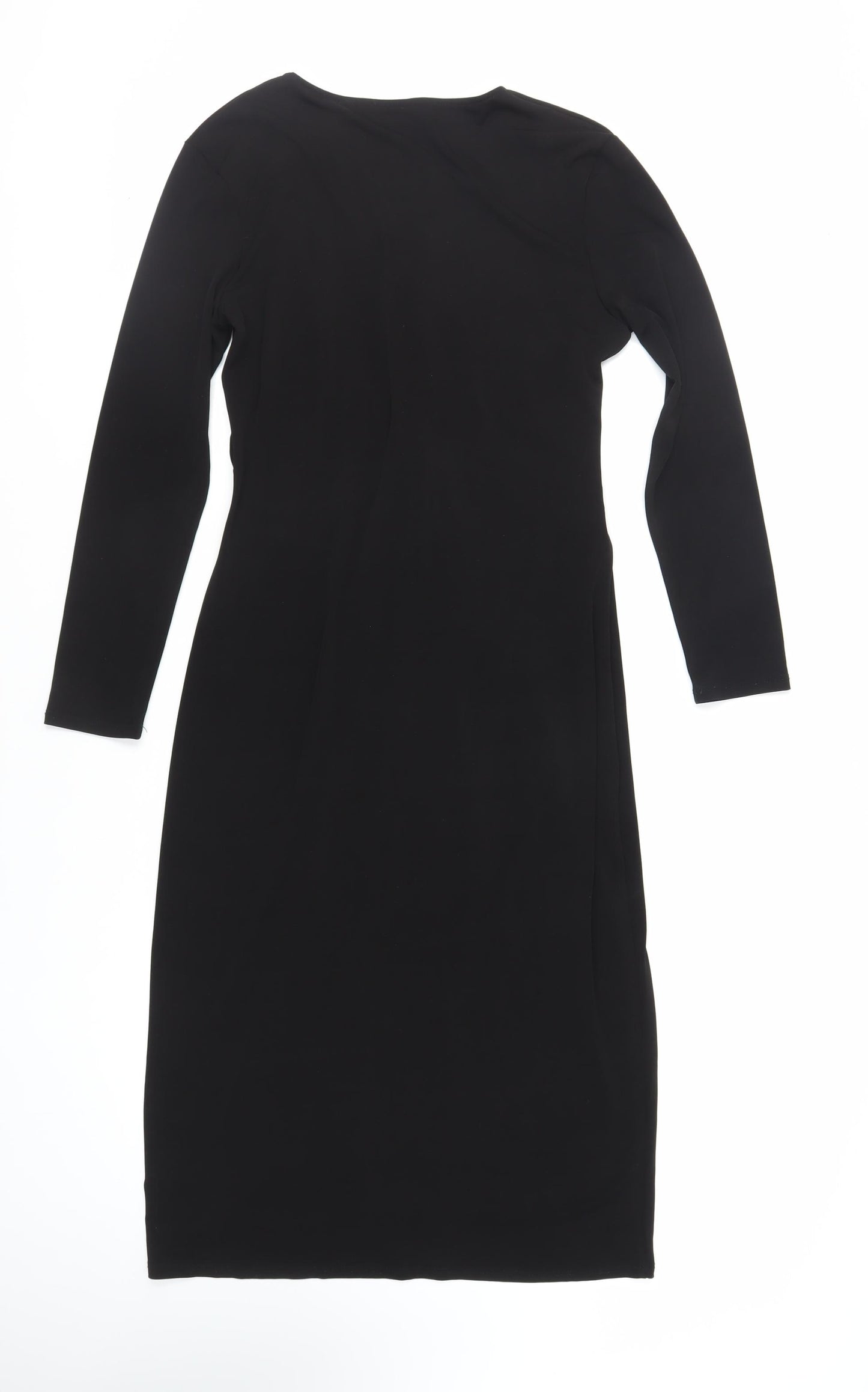 Dorothy Perkins Womens Black Polyester Sheath Size 14 V-Neck Pullover - Front Detail