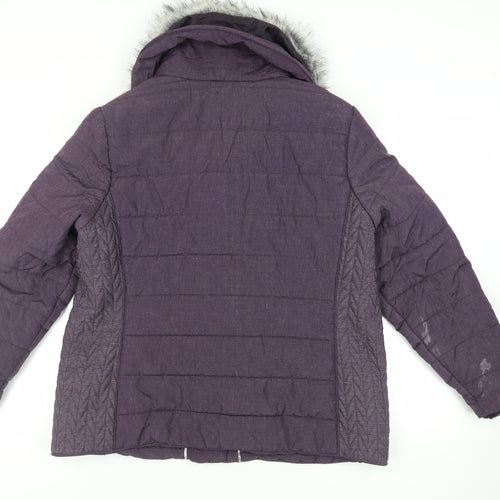 RJR.John Rocha Womens Purple Quilted Jacket Size 20 Zip - Faux Fur Collar