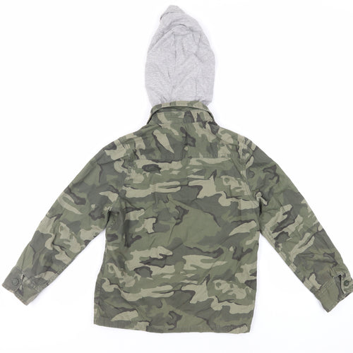 Mountain Warehouse Boys Green Camouflage Jacket Size 7-8 Years Button - Hooded