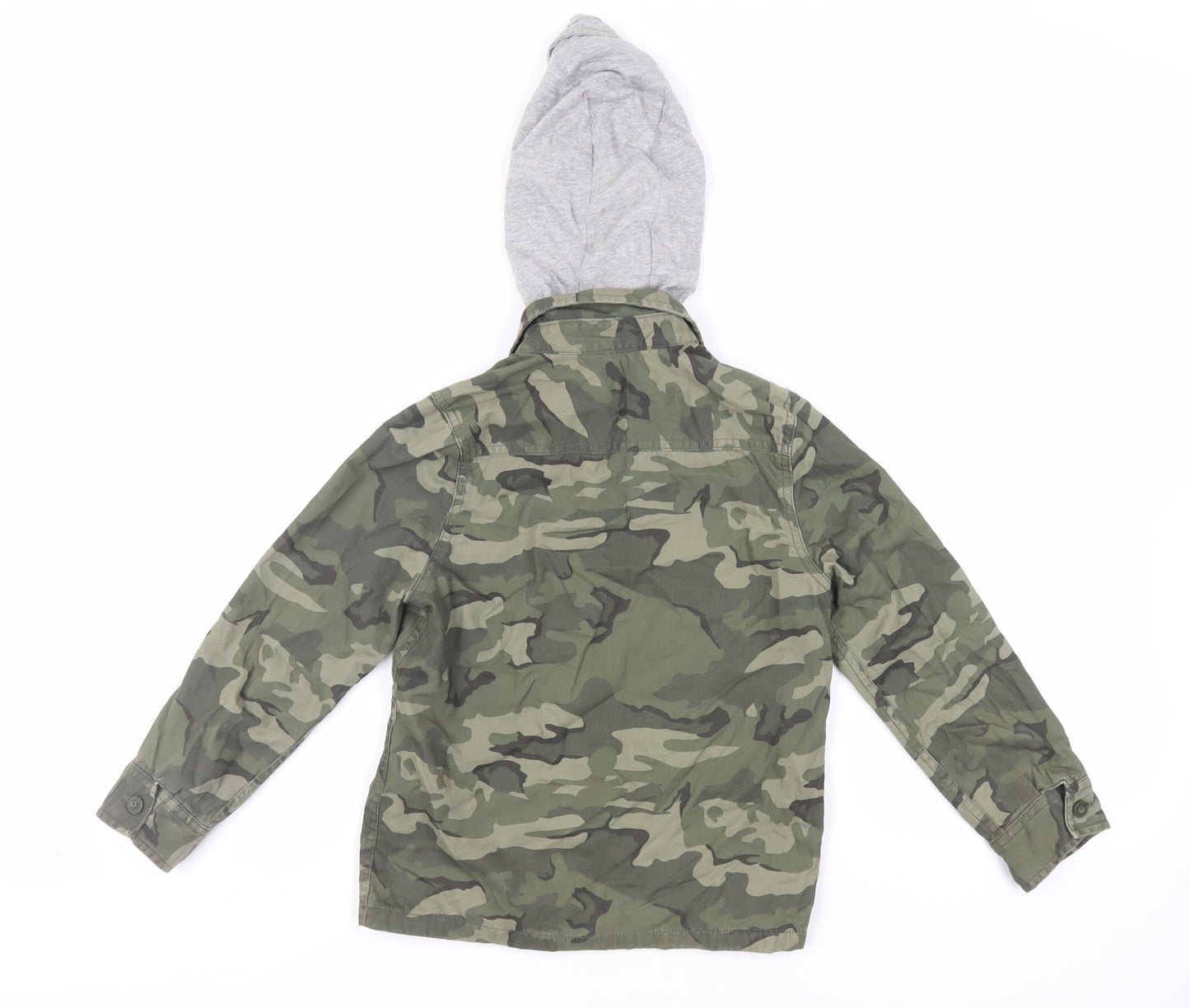 Mountain Warehouse Boys Green Camouflage Jacket Size 7-8 Years Button - Hooded