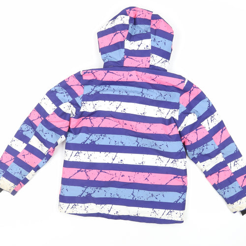 Crane Girls Multicoloured Striped Ski Jacket Jacket Size 7-8 Years Zip - Technical Outdoors Waterproof