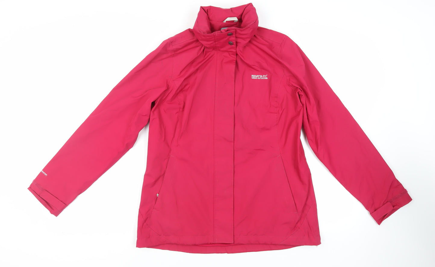 Regatta Womens Pink Windbreaker Jacket Size 12 Zip - Logo Zipped Pockets Technical Waterproof