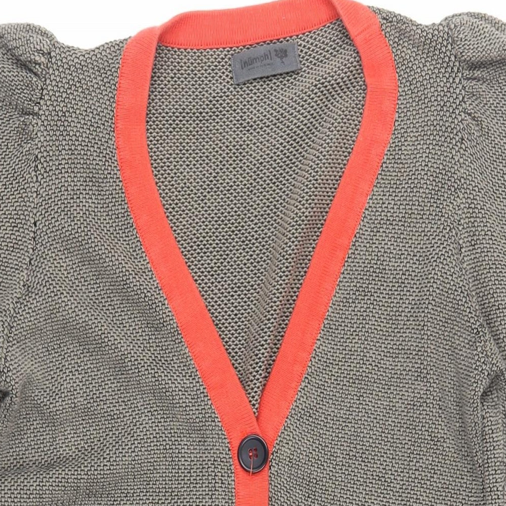 Númph Womens Green V-Neck Cotton Cardigan Jumper Size L - Pockets