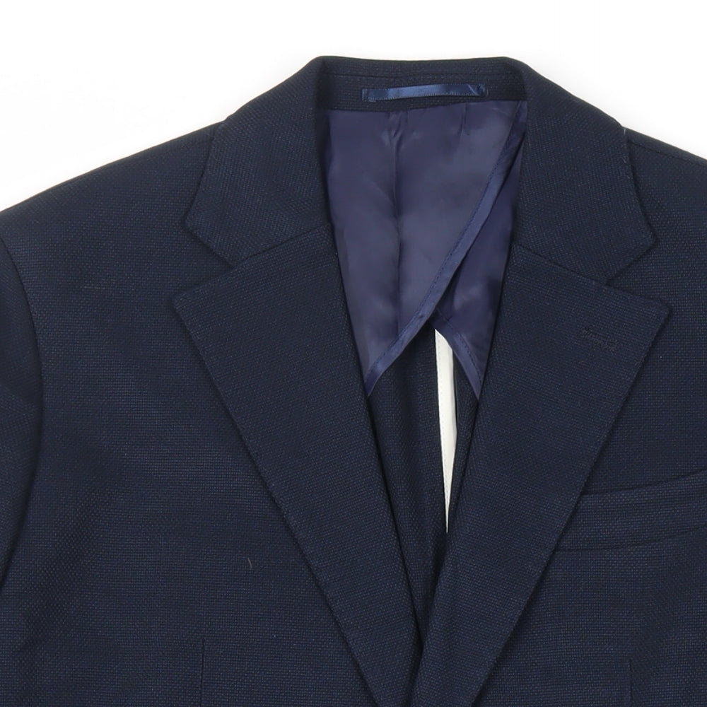 Douglas Hayward Mens Blue Polyester Jacket Blazer Size 42 Regular