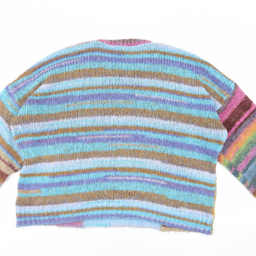 Urban Outfitters Womens Multicoloured Crew Neck Striped Acrylic Pullover Jumper Size M