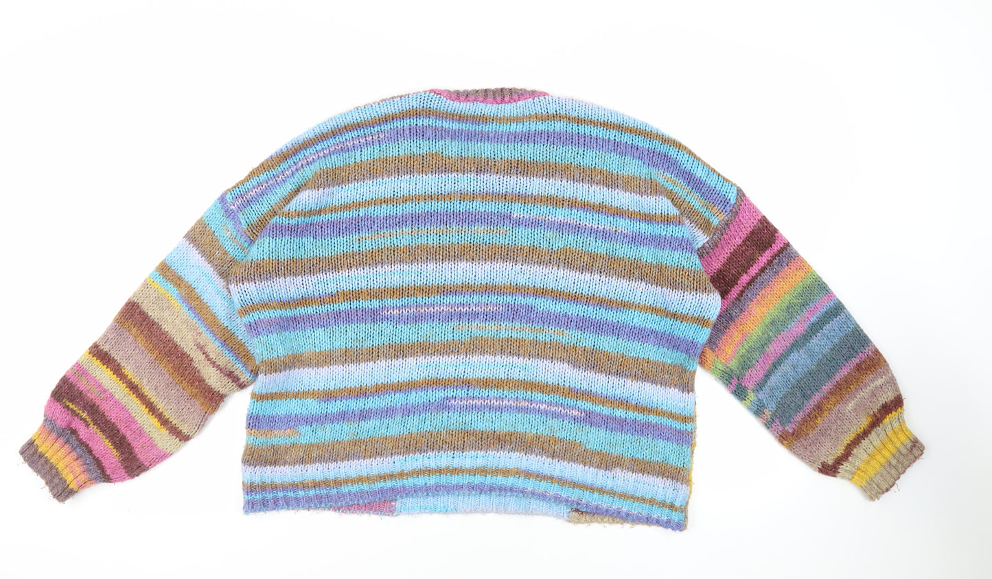Urban Outfitters Womens Multicoloured Crew Neck Striped Acrylic Pullover Jumper Size M