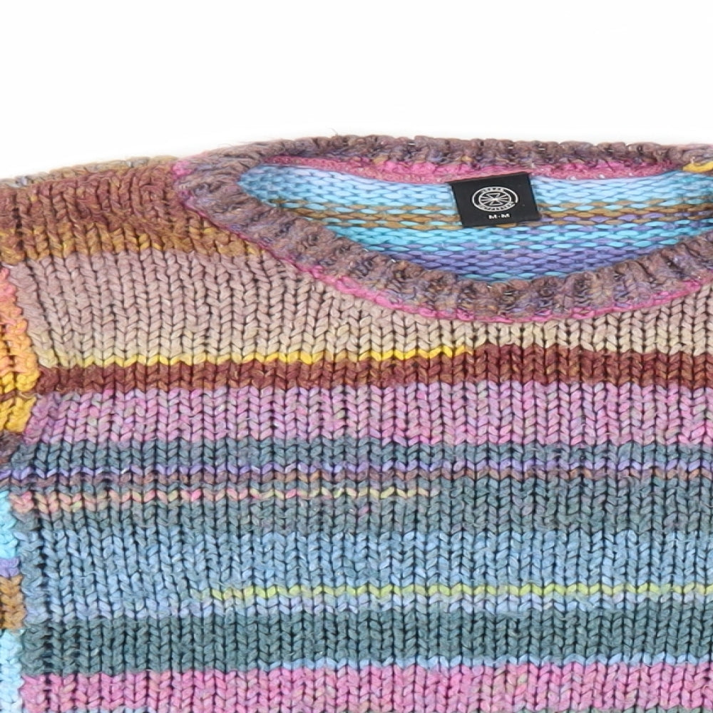 Urban Outfitters Womens Multicoloured Crew Neck Striped Acrylic Pullover Jumper Size M