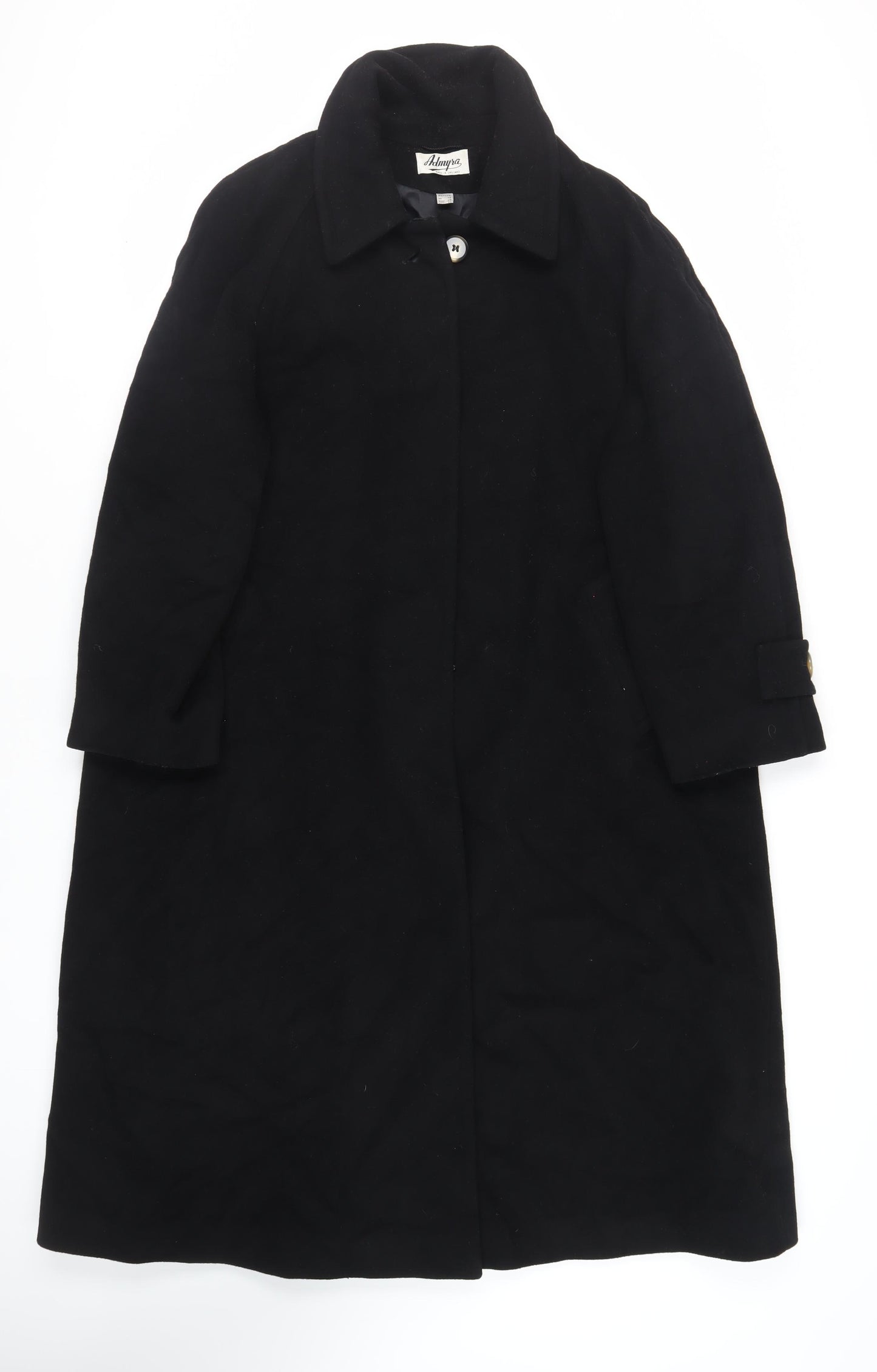 Admyra Womens Black Overcoat Coat Size 14 Button