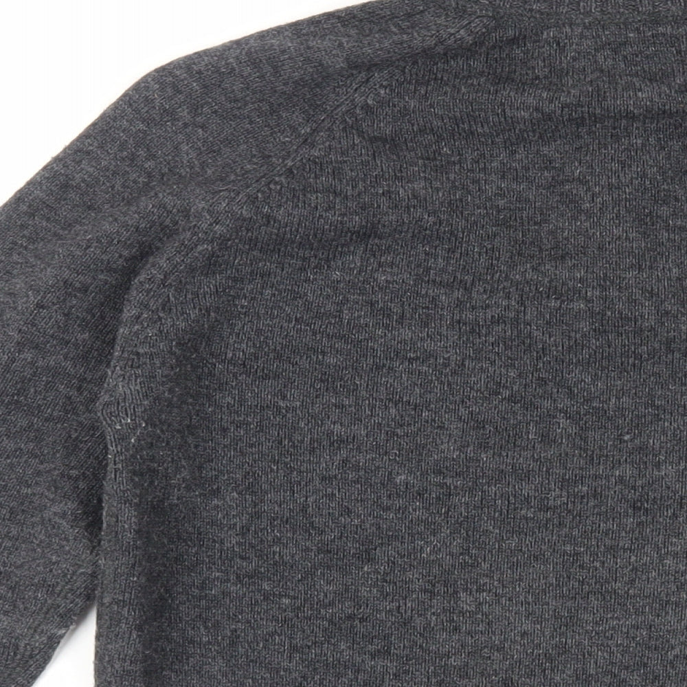 HOWICK Mens Grey High Neck Wool Pullover Jumper Size S Long Sleeve