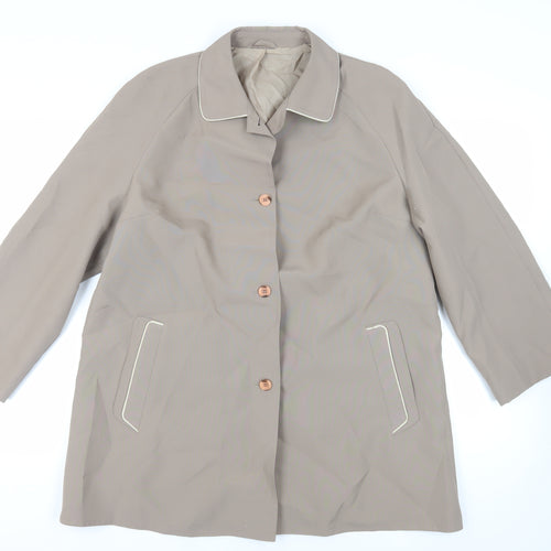 Ronald Skermer Womens Beige Overcoat Coat Size L Button - Vintage Lightweight