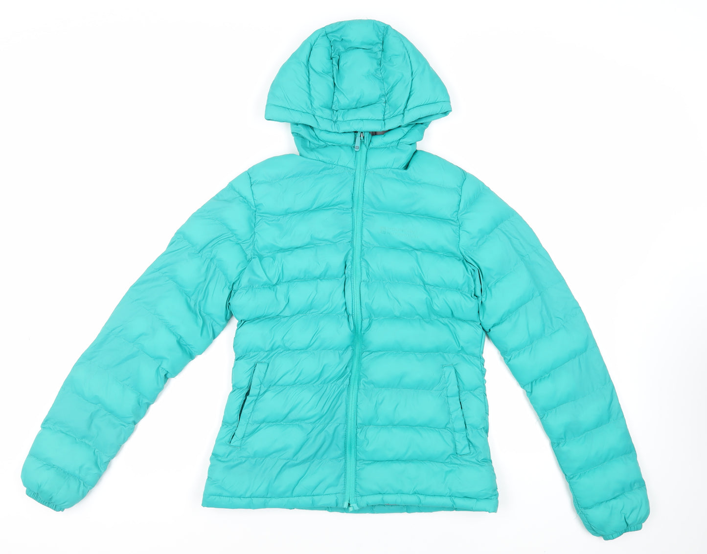 Mountain Warehouse Womens Green Quilted Jacket Size 6 Zip - Logo Hooded