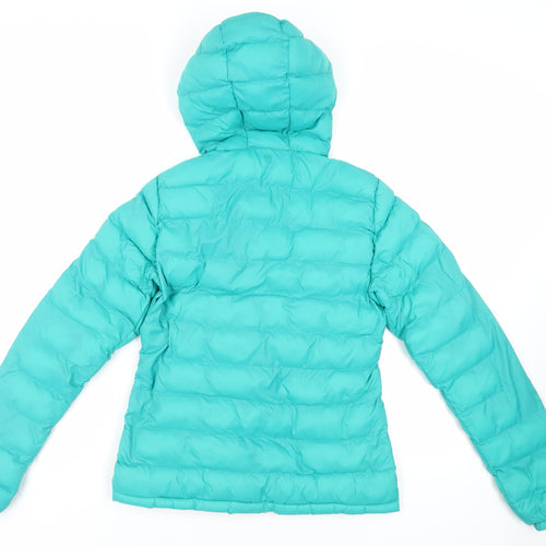 Mountain Warehouse Womens Green Quilted Jacket Size 6 Zip - Logo Hooded