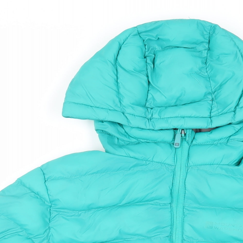 Mountain Warehouse Womens Green Quilted Jacket Size 6 Zip - Logo Hooded