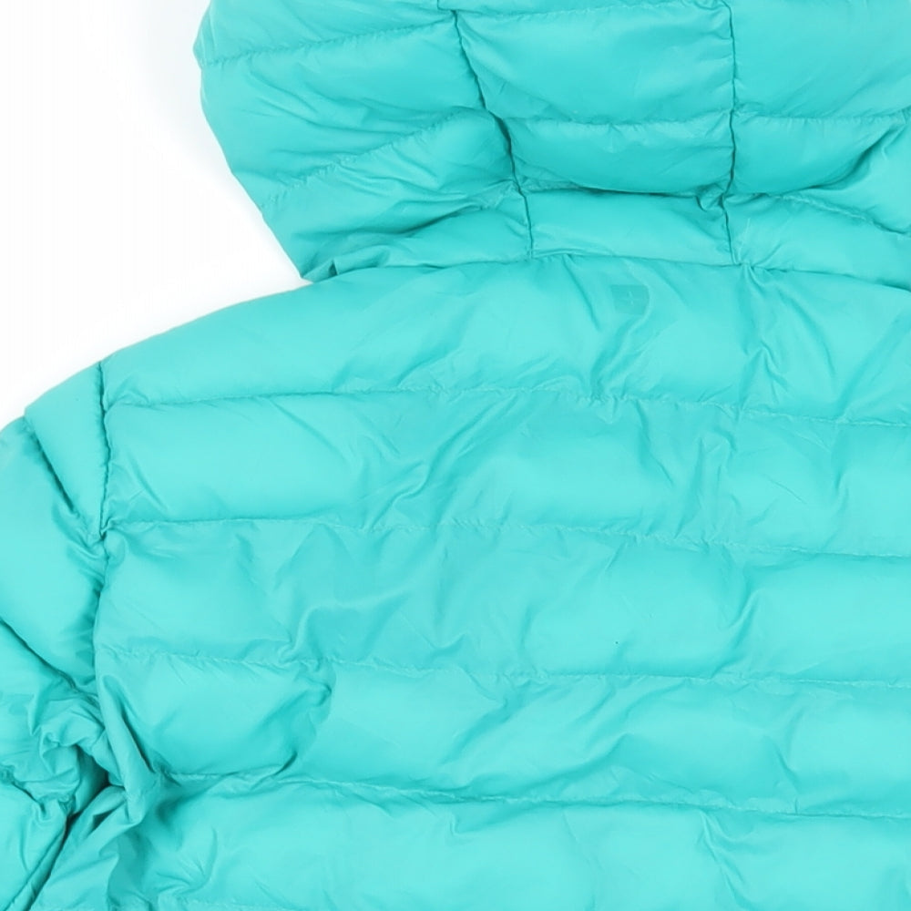 Mountain Warehouse Womens Green Quilted Jacket Size 6 Zip - Logo Hooded