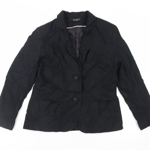 Classic Womens Black Jacket Blazer Size 14 Button