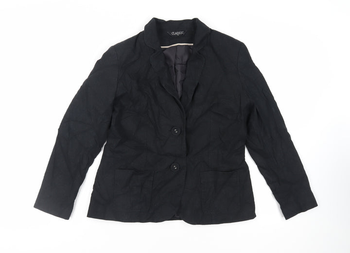 Classic Womens Black Jacket Blazer Size 14 Button