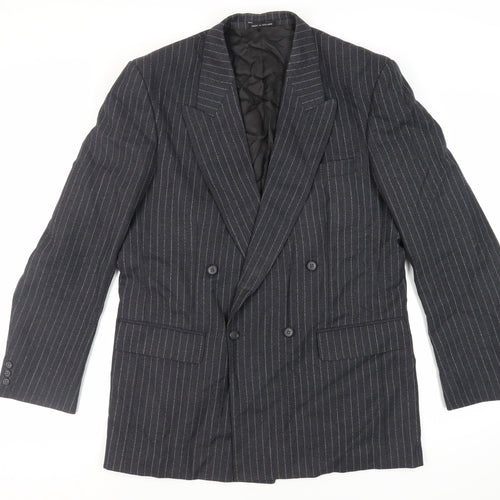 Carl Stuart Mens Grey Striped Wool Jacket Blazer Size 42 Regular