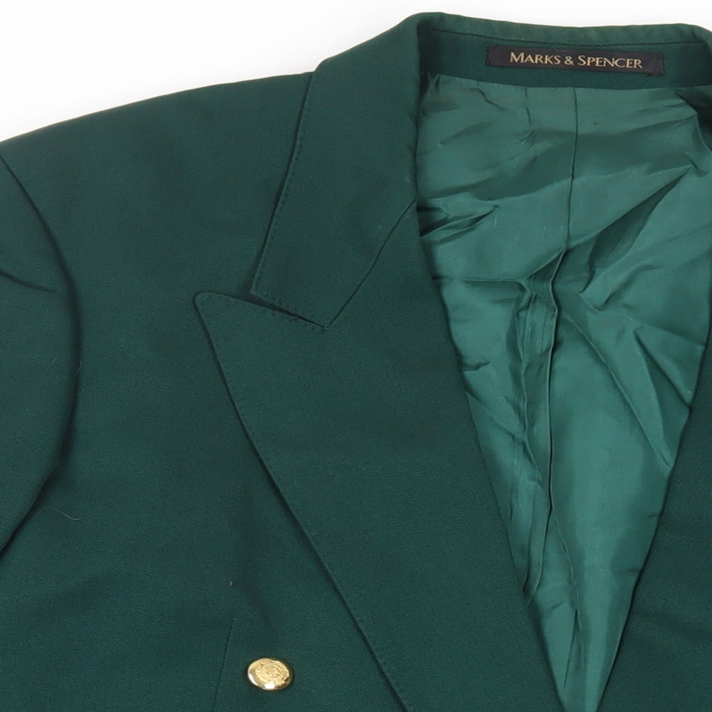 St Michael Mens Green Wool Jacket Blazer Size 42 Regular - Vintage