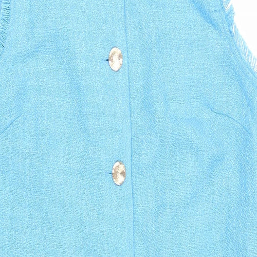 Warehouse Womens Blue Polyester Shift Size 16 Round Neck Button