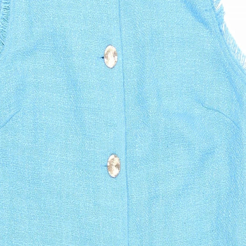 Warehouse Womens Blue Polyester Shift Size 16 Round Neck Button