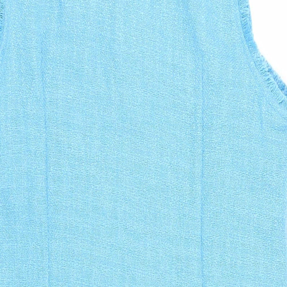 Warehouse Womens Blue Polyester Shift Size 16 Round Neck Button