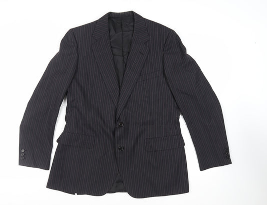 Austin Reed Mens Black Striped Wool Jacket Suit Jacket Size 42 Regular