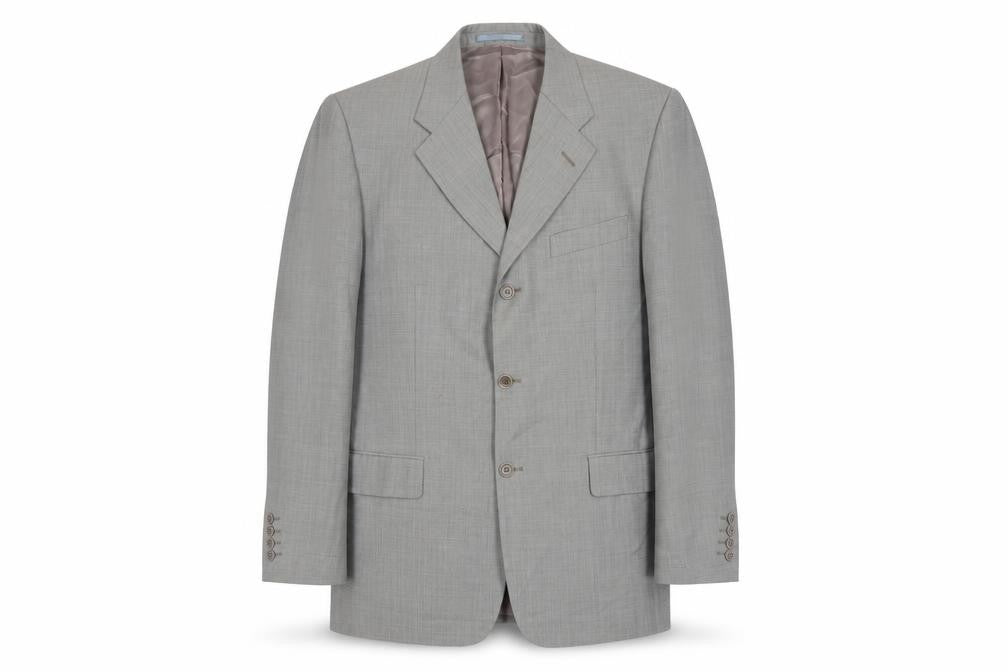 Front view of HR Tailoring men’s green wool jacket suit jacket, size 42, regular
