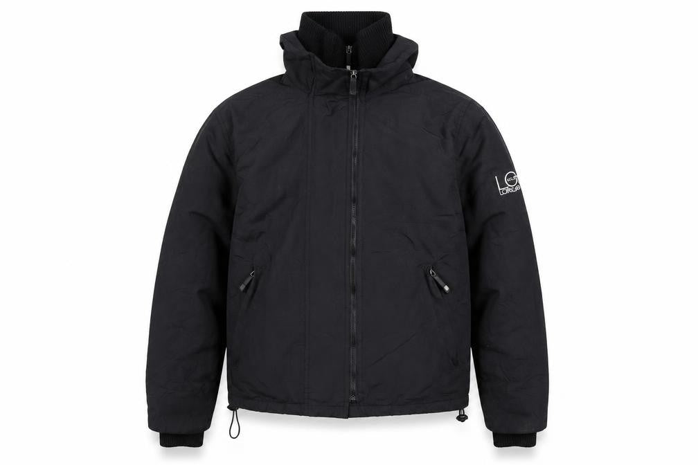 Front view of Lee Cooper men’s black jacket, size L, zip - zipped pockets