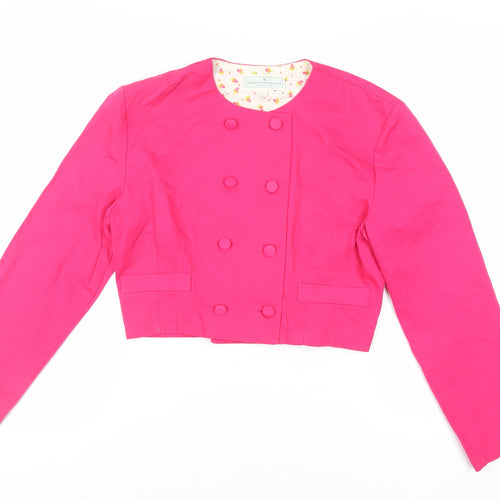 Charlotte Halton Womens Pink Jacket Blazer Size 14 Button