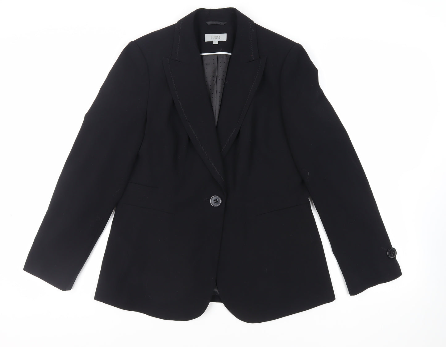 Marks and Spencer Womens Black Jacket Blazer Size 16 Button