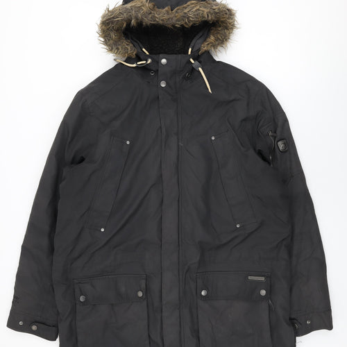 Craghoppers Mens Black Overcoat Coat Size M Zip