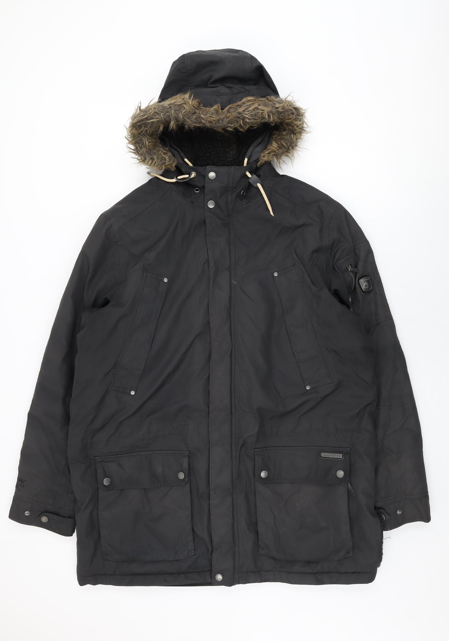 Craghoppers Mens Black Overcoat Coat Size M Zip