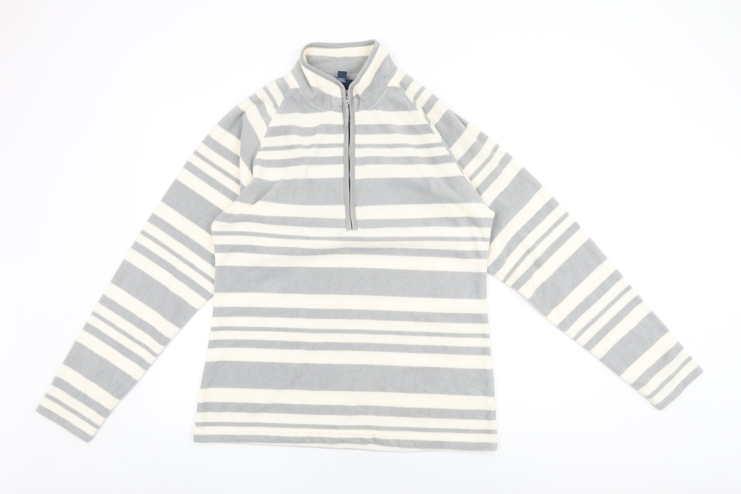 Mountain Warehouse Womens White Striped Polyester Pullover Sweatshirt Size 14 Zip