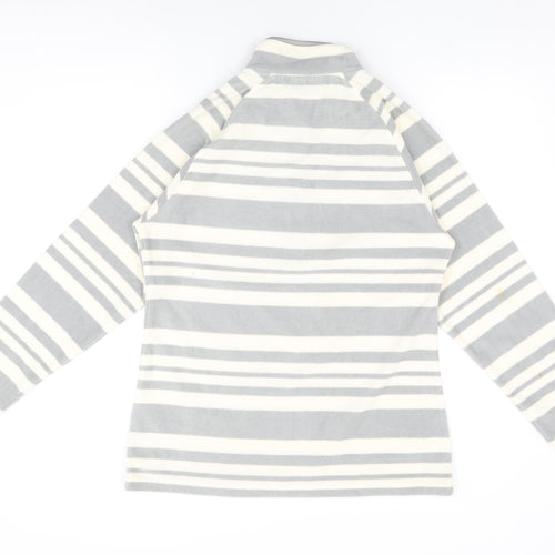 Mountain Warehouse Womens White Striped Polyester Pullover Sweatshirt Size 14 Zip