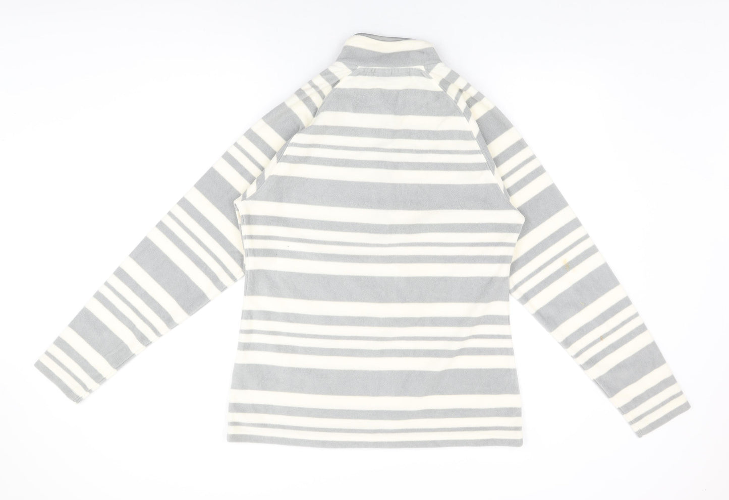 Mountain Warehouse Womens White Striped Polyester Pullover Sweatshirt Size 14 Zip
