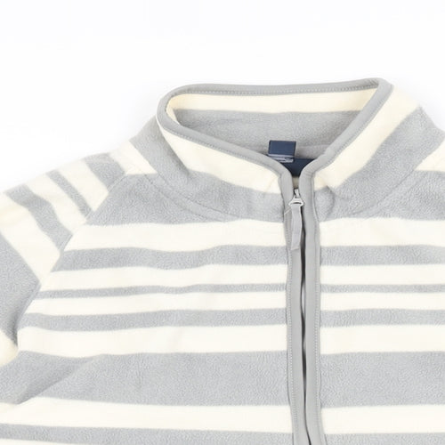 Mountain Warehouse Womens White Striped Polyester Pullover Sweatshirt Size 14 Zip