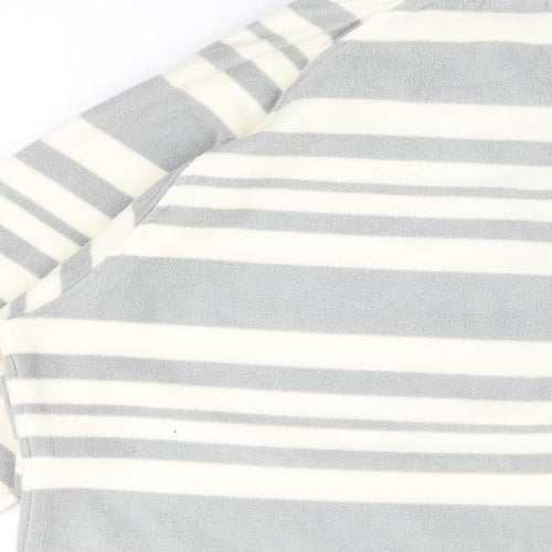 Mountain Warehouse Womens White Striped Polyester Pullover Sweatshirt Size 14 Zip