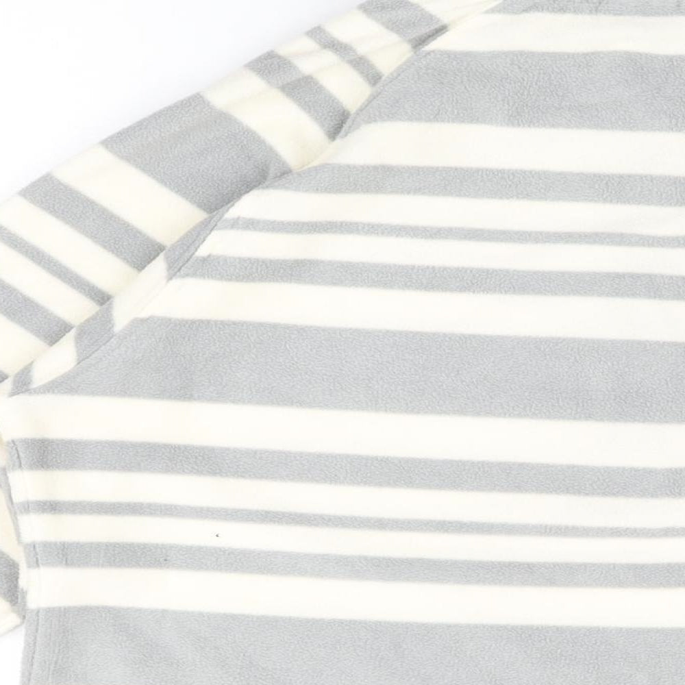 Mountain Warehouse Womens White Striped Polyester Pullover Sweatshirt Size 14 Zip