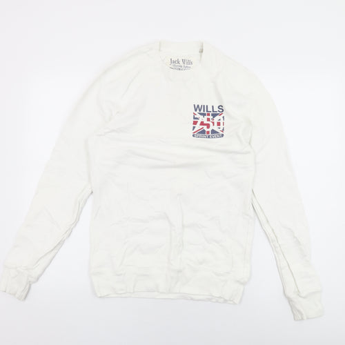Jack Wills Mens White Cotton Pullover Sweatshirt Size XS